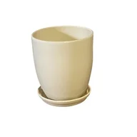 Donice - Doniczka Classic wysoka z podstawką 16 cm ceramiczna kremowa - miniaturka - grafika 1