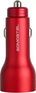 Ładowarki samochodowe - Ładowarka samochodowa Somostel SMS-A89 2xUSB dual + kabel USB Iphone Quick Charge QC 3.0 metal czerwona - miniaturka - grafika 1
