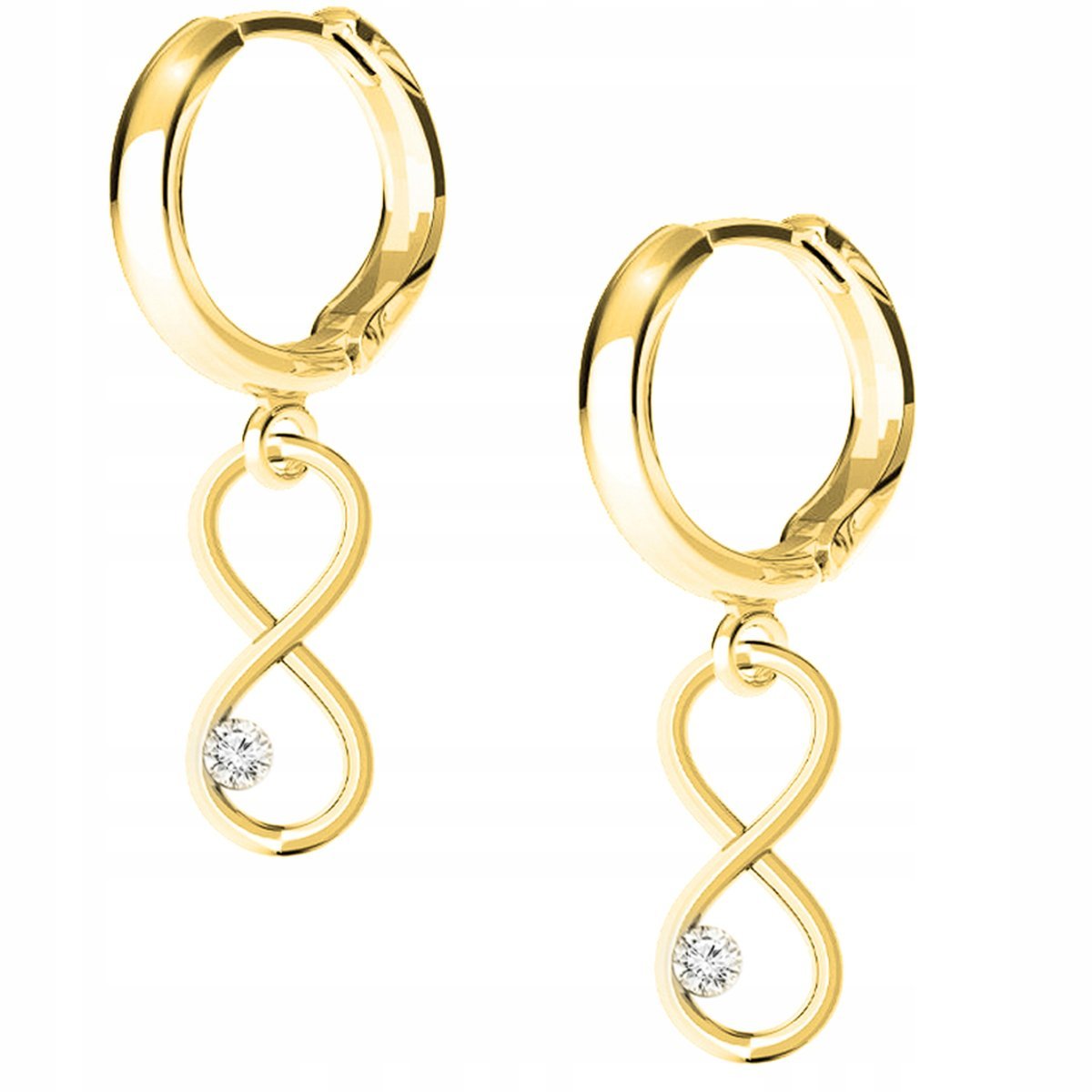 Kolczyki złote Nieskończoność Serce 925