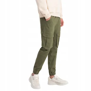 Spodnie męskie JOGGERY z kieszeniami cargo oliwkowe V18 P886 L - Spodnie męskie - miniaturka - grafika 1