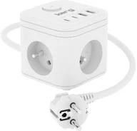 Listwy zasilające - Listwa zasilająca Kerg Kostka zasilająca 3-gniazdowa + ładowarka USB-A+USB-C 1,5m 3×1,5mm2 H05VV-F 16A/250V~ Smart biała - miniaturka - grafika 1