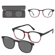 Okulary korekcyjne, oprawki, szkła - Okulary pod korekcję z polaryzacyjną nakładką przeciwsłoneczną na magnes CLIP-M-TRC297C-1 czarny/bordowy - miniaturka - grafika 1