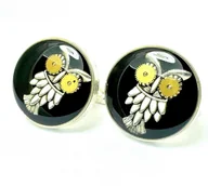 Spinki do mankietów i krawatów - SPINKI - Sowy (czarne) - miniaturka - grafika 1