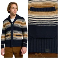 Swetry męskie - Lee FRONTIER CARDIGAN Navy gruby bawełniany rozpinany granatowy sweter S - miniaturka - grafika 1