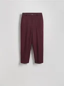 Spodnie damskie - Reserved - Spodnie w kant z lnem - burgundowy - miniaturka - grafika 1