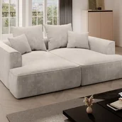 Sofy i kanapy - Kanapa 3-osobowa z głębokim siedziskiem i beżową sztruksową tapicerką - PINETA - miniaturka - grafika 1