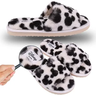Czarno-beżowe klapki/kapcie z futerkiem Myszka Mickey DISNEY, rozmiar 40/41 - Kapcie damskie - miniaturka - grafika 1