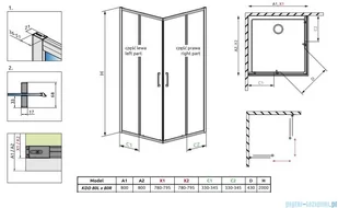 Radaway Premium Pro Kdd  kabina 80x80cm szkło przejrzyste 1017080-01-01L/1017080-01-01R - Kabiny prysznicowe - miniaturka - grafika 2