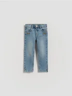 Spodnie i spodenki dla dziewczynek - Reserved - Jeansy slim z haftem - niebieski - miniaturka - grafika 1