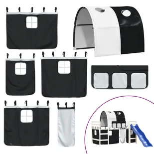 Dziecięce łóżko na antresoli, z tunelem, biało-czarne, 90x200cm Lumarko! - Łóżka dla dzieci i młodzieży - miniaturka - grafika 9