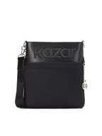 Torebki damskie - Uniwersalna czarna listonoszka damska na szerokim pasku - miniaturka - grafika 1