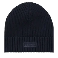 Czapki damskie - Czapka Calvin Klein Patch Chunky Rib Cotton Beanie LV04D8053G Granatowy - miniaturka - grafika 1