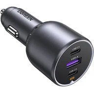 Ładowarki samochodowe - Ładowarka samochodowa Ugreen EC705 2x USB-C + USB, 130W (czarna) - miniaturka - grafika 1