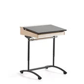 Meble do szkół i przedszkoli - Ławka szkolna ACCESS, 650x650 mm, regulacja wysokości, linoleum/ antracyt/ciemnoszary - miniaturka - grafika 1