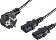 Kable miedziane - Kabel sieciowy S/CONN maximum connectivity Y, wtyczka bezpieczeństwa do gniazda 2x IEC, 1,8 m (60018) - miniaturka - grafika 1