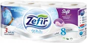 Papier toaletowy - ZEFIR Biały 8 rolek 3 warstwowy 18m rolka papier toaletowy - miniaturka - grafika 1