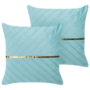 Poduszki dekoracyjne - 2 welurowe poduszki dekoracyjne 45 x 45 cm jasnoniebieskie CONEFLOWER - miniaturka - grafika 1