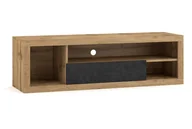 Szafki RTV - Vivaldi meble Szafka RTV ze schowkiem Ever 140 cm dąb wotan/szara V-N20-146-S - miniaturka - grafika 1