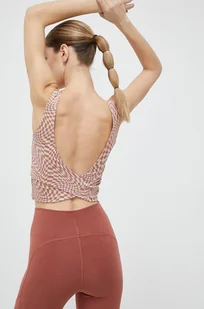 adidas Performance top do jogi Yoga Studio kolor brązowy - Koszulki sportowe damskie - miniaturka - grafika 1