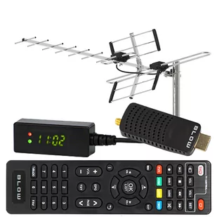 Tuner DVB-T2 BLOW 7000FHD MINI H.265 HEVC + antena kierunkowa VHF/UHF MUX8 ATD31S - Tunery DVB-T - miniaturka - grafika 1