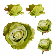 Sztuczne kwiaty - RÓŻA GŁÓWKA WYROBOWA Zielone sztuczne kwiaty do bukietu stroika 12 szt - miniaturka - grafika 1