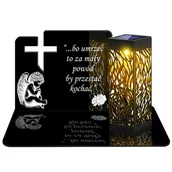 Lampiony i znicze - ZNICZ SOLARNY LED WIECZNY PODSTAWKA NA CMENTARZ GRÓB lampka Krzyż 3D - miniaturka - grafika 1
