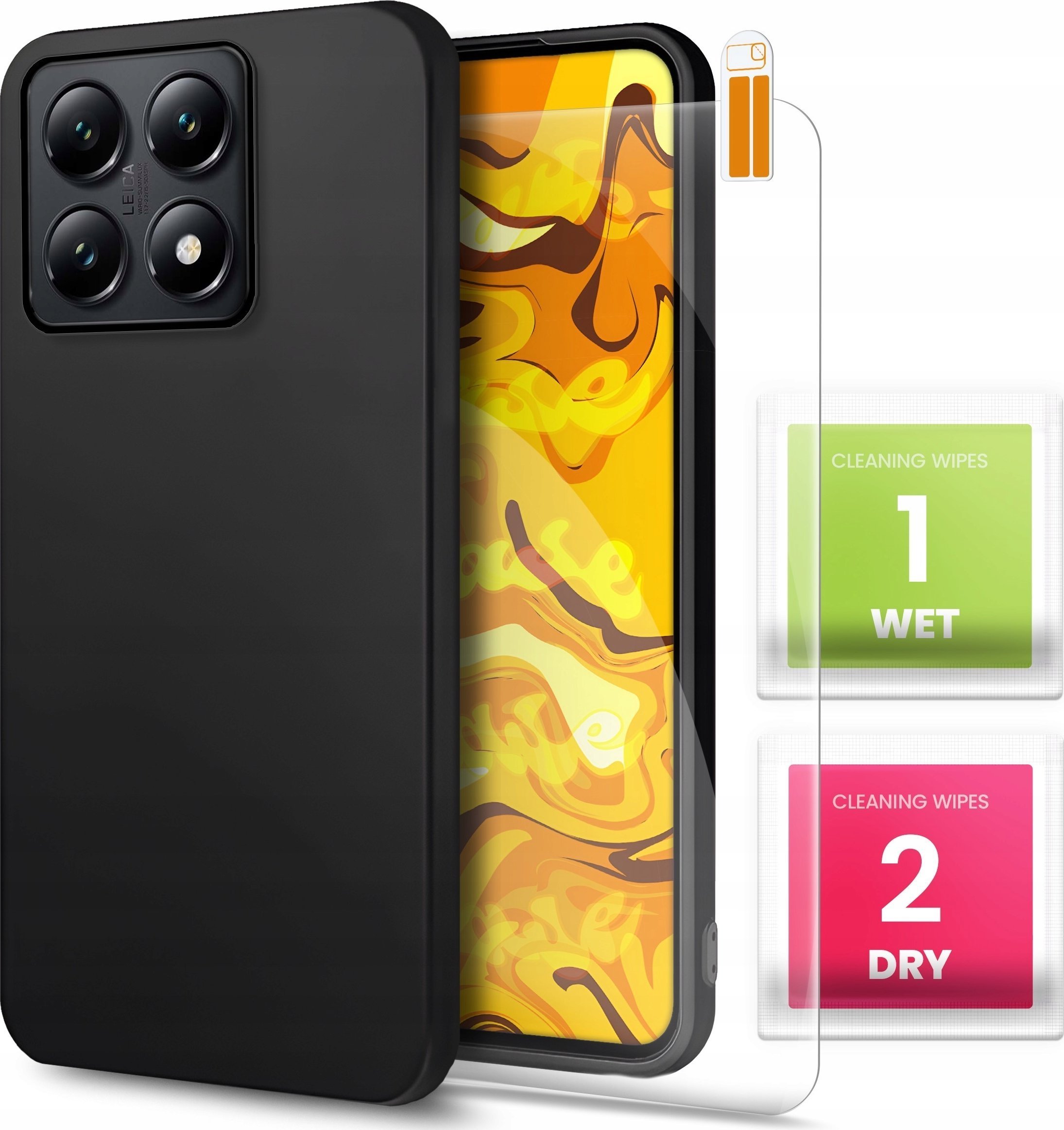 ETUI DO XIAOMI 14T GUMOWE OBUDOWA CZARNE MATOWE SILIKON POKROWIEC SZKŁO