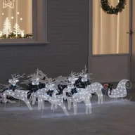 Ozdoby bożonarodzeniowe - vidaXL LED Renifery 7 pcs Biały tkanina - miniaturka - grafika 1