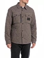 Kurtki męskie - Replay kurtka męska regular fit, 010 BLK/LT BROWN/NATURAL WHITE, M - miniaturka - grafika 1