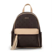 Plecaki - Plecak damski z ekoskóry w tłoczenie brązowy - miniaturka - grafika 1