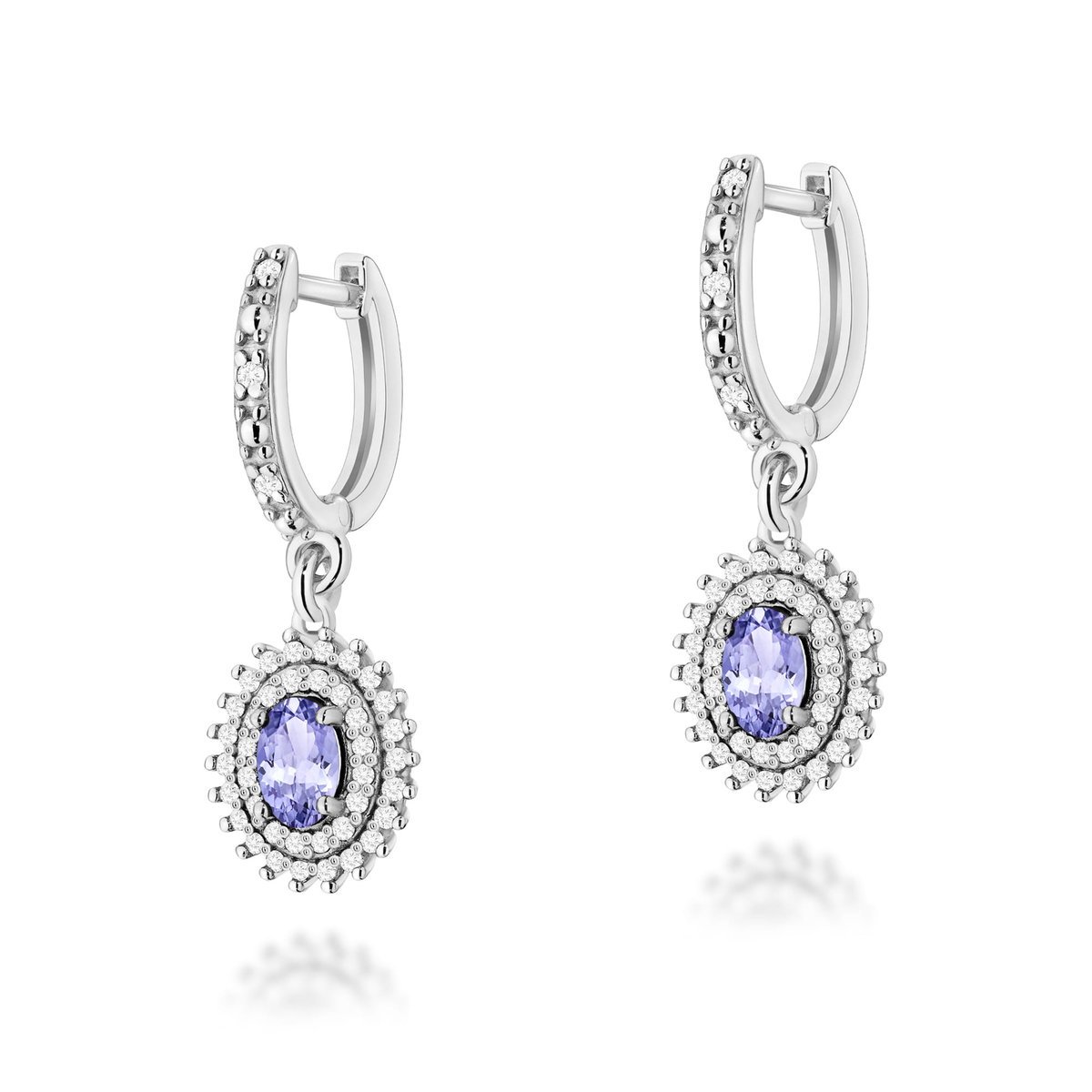 Złote kolczyki Tanzanit 2 x 0,40ct białe złoto pr. 585