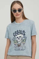 Koszulki sportowe damskie - Vans t-shirt bawełniany damski kolor niebieski - miniaturka - grafika 1