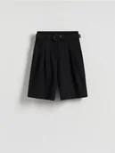 Spodenki damskie - Reserved - Bermudy z paskiem - czarny - miniaturka - grafika 1