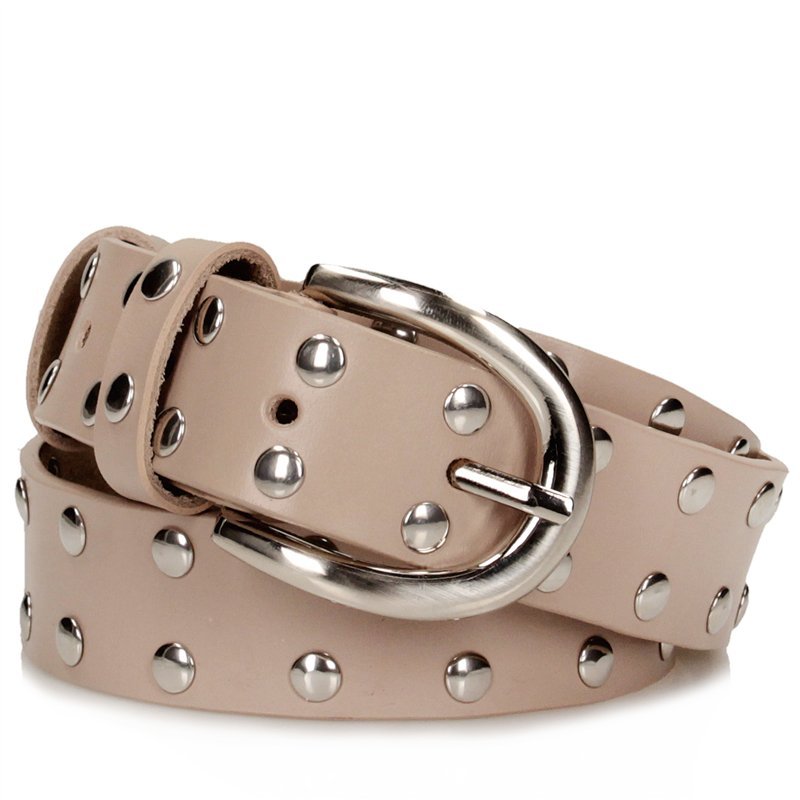 Beżowy skórzany pasek damski Toscanio 18328 - 95