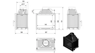 Kominek powietrzny żeliwny MAJA 8 kW Ø 180 DECO - Wkłady kominkowe - miniaturka - grafika 1