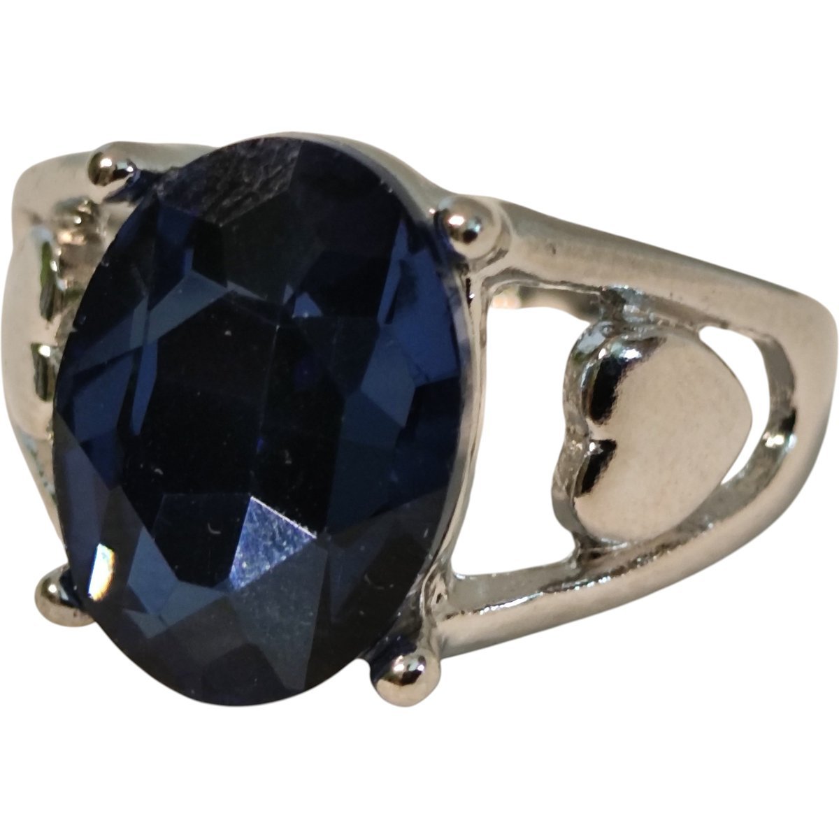 Srebrny Pierścionek Duża Cyrkonia Kamień ze Stali Chirurgicznej Vintage