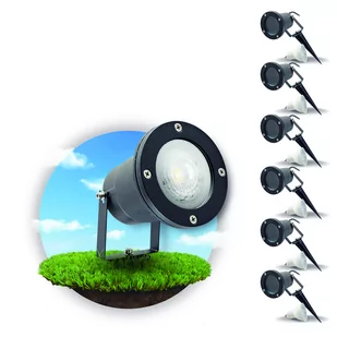 ZESTAW 6x Lampa ogrodowa PORTO + 6x żarówka GU10 3W premium CIEPŁOBIAŁA - Lampy ogrodowe - miniaturka - grafika 1