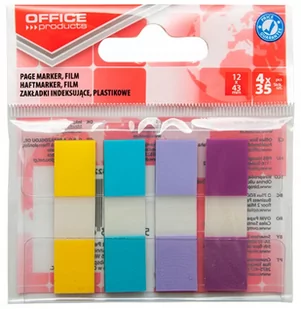 Office products Zakładki indeksujące PP, 12x43mm, 4x35 kart., zawieszka, mix kolorów pastel 14223824-99 - Etykiety samoprzylepne i bloki etykiet - miniaturka - grafika 1