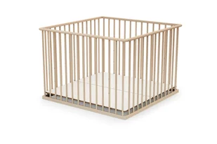 WEBABY - Drewniany kojec dla dziecka z surowego buku 100 x 100 cm - Łóżeczka i kojce - miniaturka - grafika 1