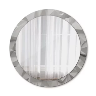 Lustro Okrągłe Abstrakcyjny biały kryształ 90cm - Lustra - miniaturka - grafika 1
