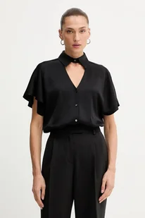 Karl Lagerfeld koszula damska kolor czarny relaxed z kołnierzykiem klasycznym A4W11040 - Koszule damskie - miniaturka - grafika 1