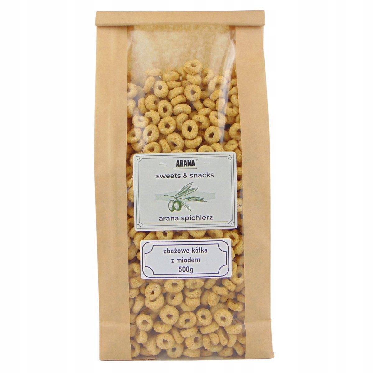 PŁATKI ŚNIADANIOWE 500g miodowe kółeczka zbożowe