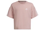 Koszulki dla dziewczynek - Koszulka dziewczęca Adidas Fi 3S Tee bawełniana różowa-140 - miniaturka - grafika 1