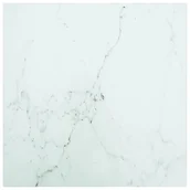 Blaty meblowe i parapety okienne - shumee Blat stołu biały 40x40 cm 6 mm szkło ze wzorem marmuru - miniaturka - grafika 1