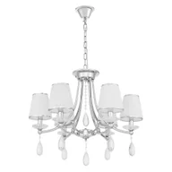 Lampy sufitowe - DOMINNI W6 żyrandol klasyczny chrom ze szklanymi kloszami i kryształowymi elementami 6xE14 - miniaturka - grafika 1