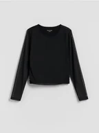 Bluzki dla dziewczynek - Reserved - Dwuwarstwowa bluzka - czarny - miniaturka - grafika 1