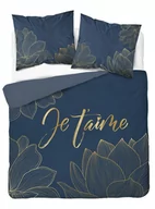 Pościel - Pościel bawełniana 160x200 Je t`aime granatowo złota 4720 A Holland 35 - miniaturka - grafika 1