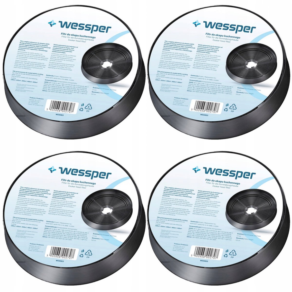 Filtr Węglowy Do Akpo Wk-4 Grand Eco 50,60,90 4Szt