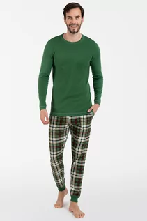 Piżamy męskie - Piżama Italian Fashion Seward Bis dł.r. dł.sp. zielony/druk - grafika 1