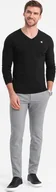 Koszulki męskie - Ombre Longsleeve męski z elastanem sygnowany z dekoltem w serek - czarny V3 OM-LSCL-0110 L - miniaturka - grafika 1